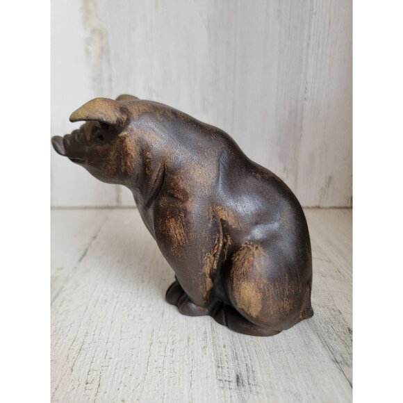 Vintage brown Pig farm animal unique figure home decor xmas - Picture 3 of 7